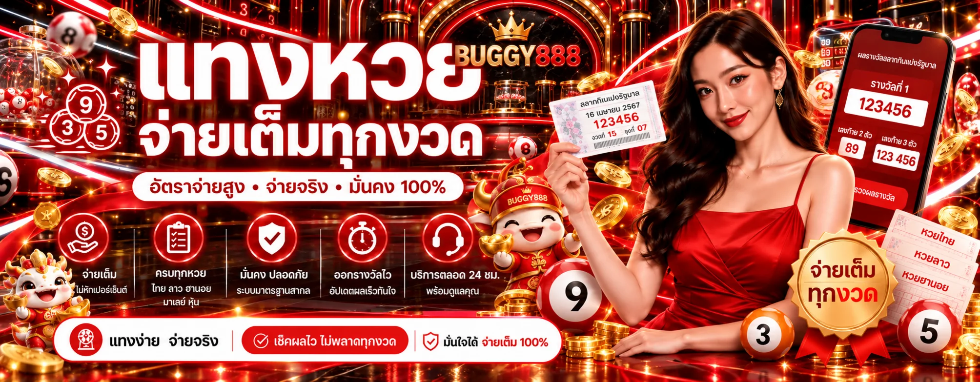 แบนเนอร์ BUGGY888 หวยและการตรวจผลรางวัล